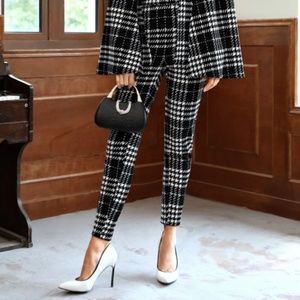 Shein Plaid Pants - Black / White Sz S